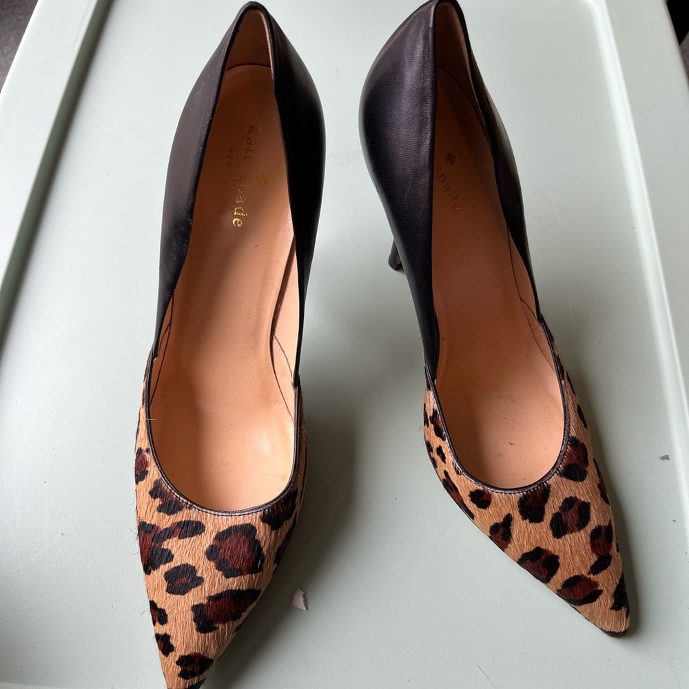 Kate Spade Black and Brown Heels with Pointed Toe